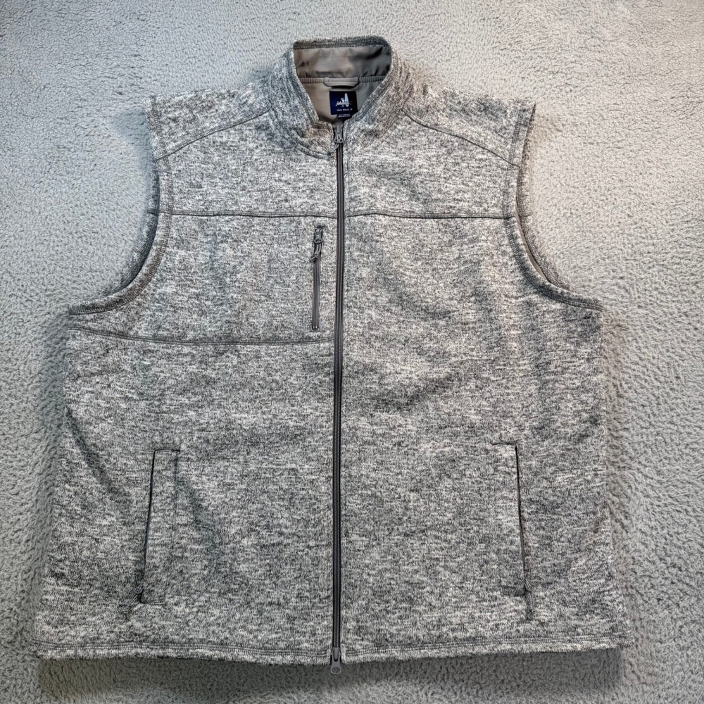 johnnie-O Mens XX-Large Gray Heathered Full Zip Sweater Fleece Vest 11167